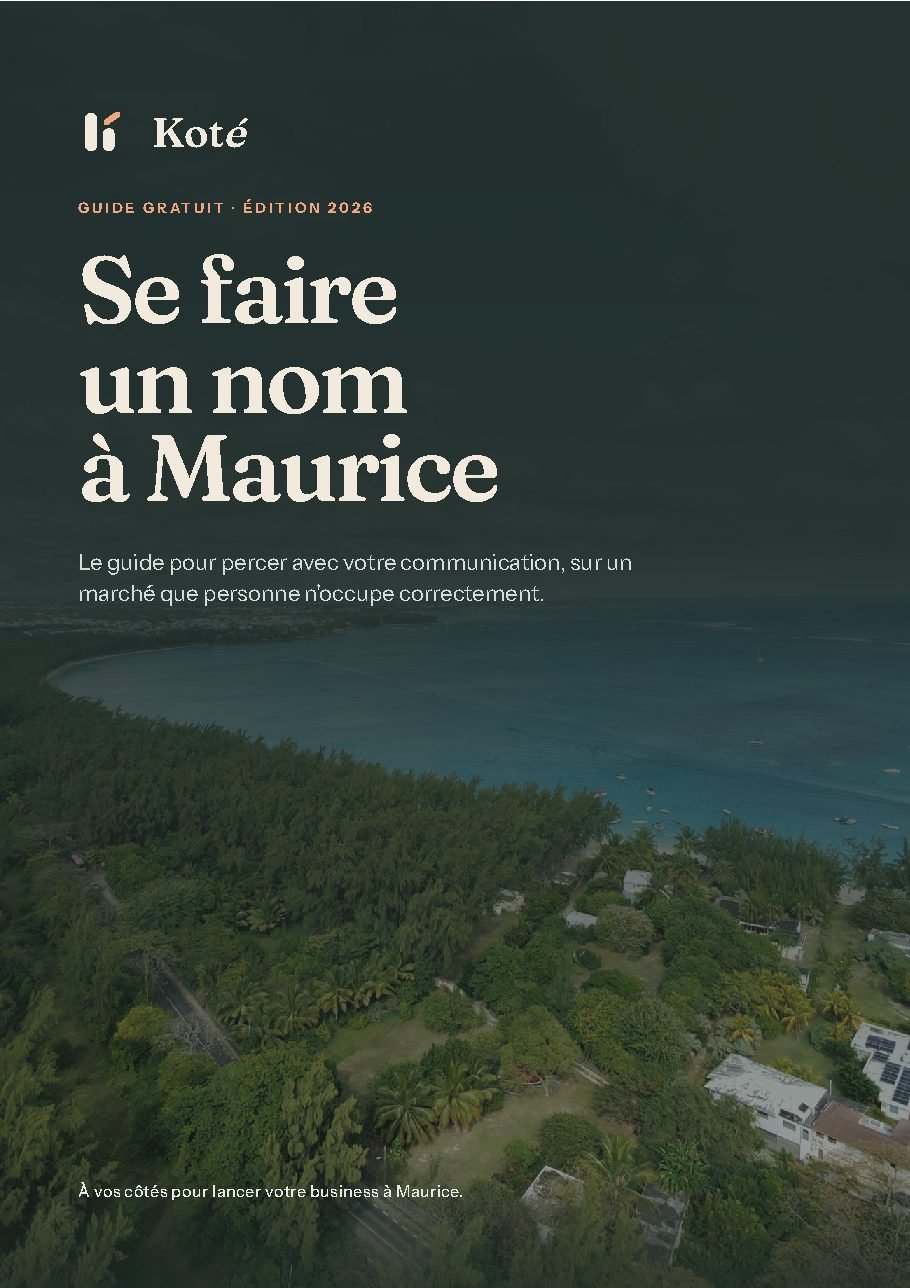 Couverture du guide Koté, « Se faire un nom à Maurice »